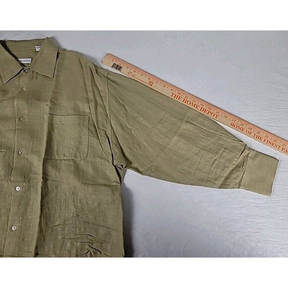 Bachrach Mens Long Sleeve Shirt Sz XL Beige   Button Down With Collar 63% Linen - Picture 15 of 15